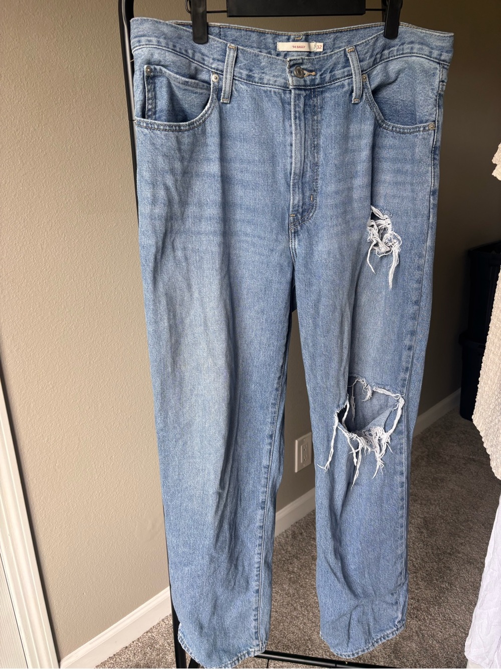 Light Blue Distressed Baggy Jeans